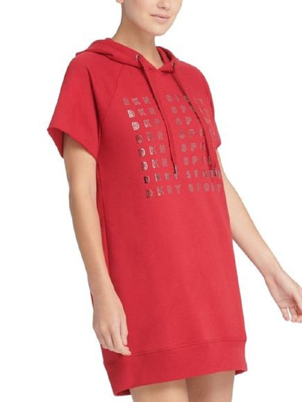 DKNY Womens Sport Metallic Logo Sneaker Fitness Fleece Dress